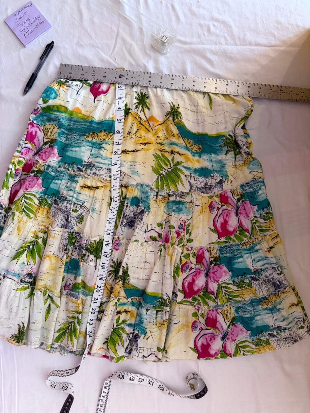 Forbidden Cotton Tiered lined Skirt Size L Colorful Tropical Print Made in India